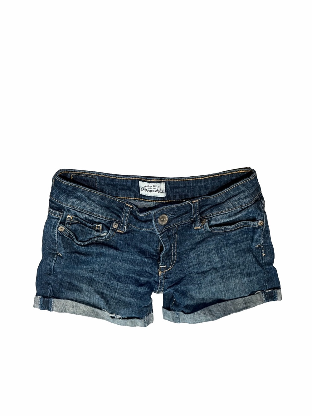 Aeropostale Dark Blue Rolled Hem Denim Shorts